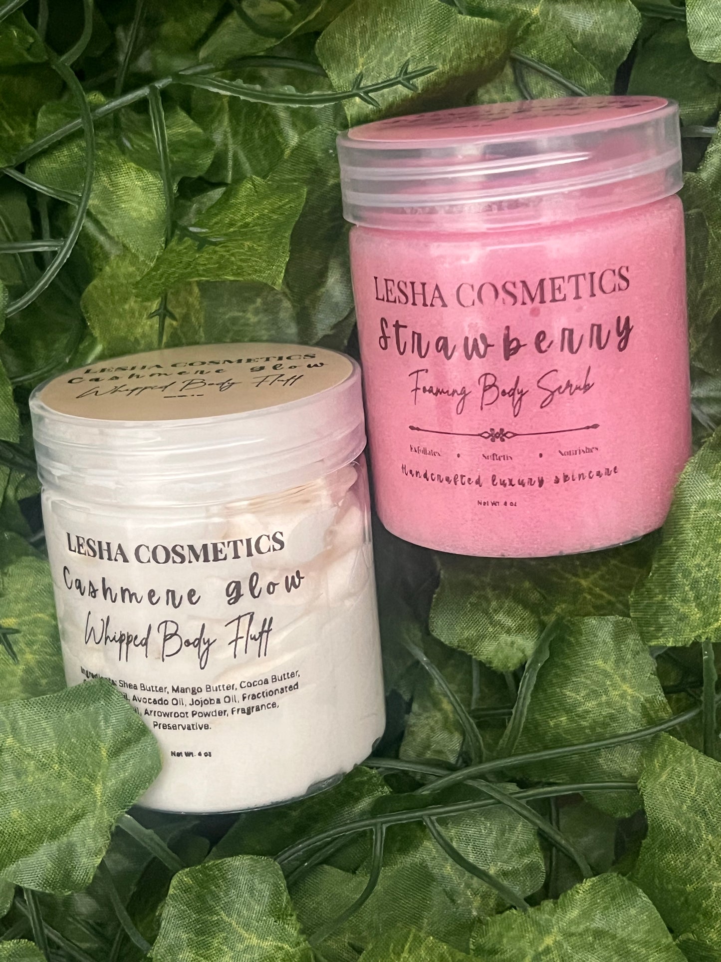 Whipped Body Butter & Foaming Sugar Scrub Bundle | Handmade Skincare Gift Set | Moisturizing Fluff Butter | Self Care Spa Gift | 4 oz jars